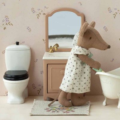 Maileg sink dresser with mirror, dark powder