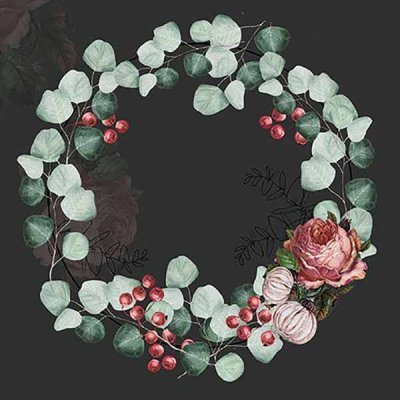 Napkin Wreath of Eucalyptus black