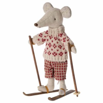 Maileg Ski and ski poles mother & father mice
