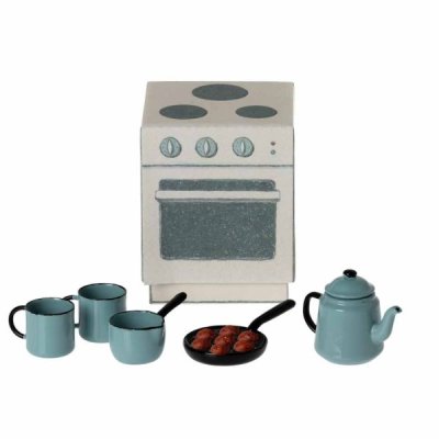 Maileg Stove and utensils Madam blue