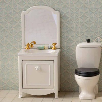 Maileg sink dresser with mirror, off white