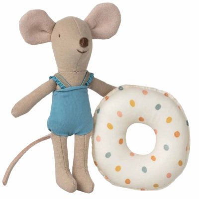 Maileg  Beach mouse with float, Little sister - Multi dot