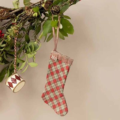 Maileg ornament Stocking - Checker - Red