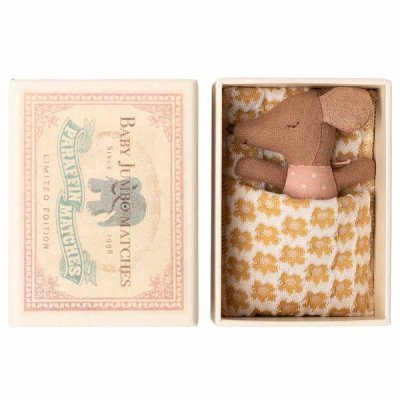 Maileg Sleepy wakey baby mouse in matchbox - Rose