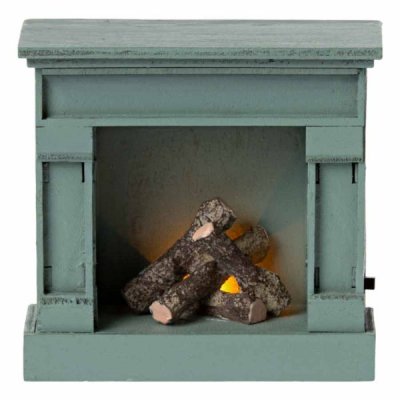 Maileg Fireplace Vintage Blue Mouse