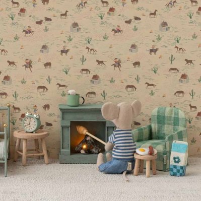 Maileg Fireplace Vintage Blue Mouse