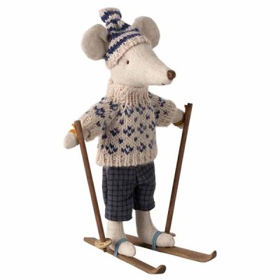 Maileg mouse Dad with ski set