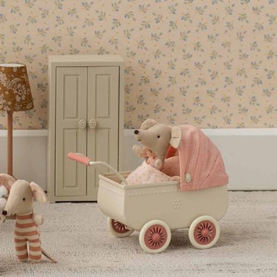 Maileg Pram mouse - Coral