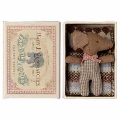 Maileg Sleepy wakey baby mouse in matchbox - Rose