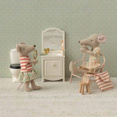 Toothbrush set in bag, Mouse - Coral stripe