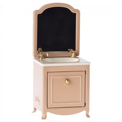 Maileg sink dresser with mirror, dark powder