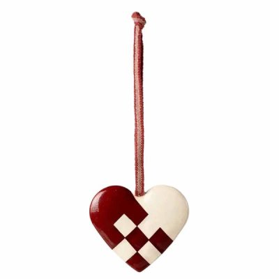Maileg ornament braided heart small red