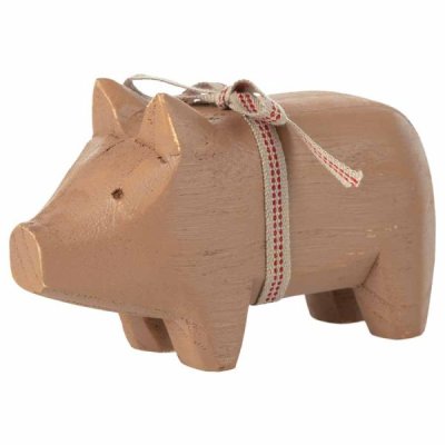 Maileg wooden pig small, old rose