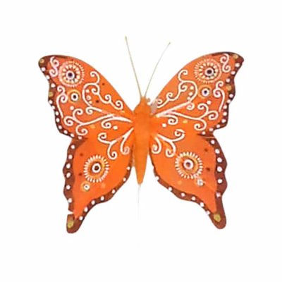 Butterfly ornament 8 cm orange
