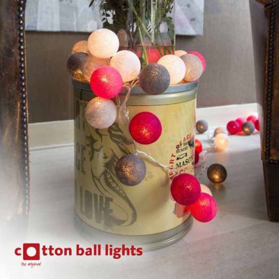 Cotton Ball light string carnations 35 balls