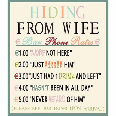 Metal sign Hiding from wife