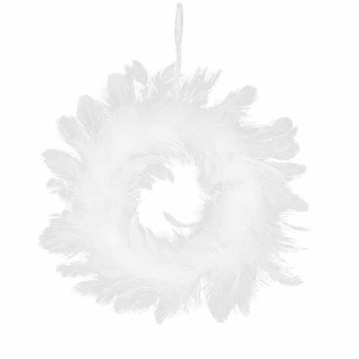 Feather wreath 15 cm white