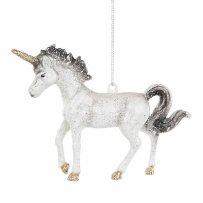 Unicorn ornament white 14 cm