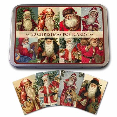 Vintage Christmas cards 20 pcs in tin box  Santa claus