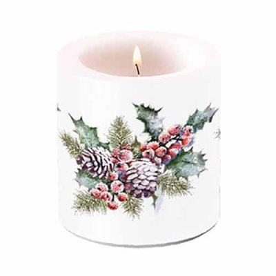 Candle Holly And Berries 10 cm
