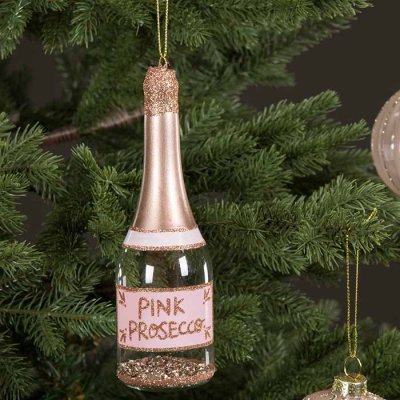 Christmas decoration Pink Prosecco 13 cm