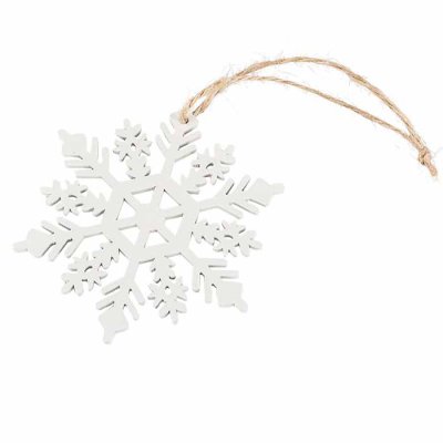 Snowflake wood 10 cm white