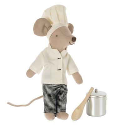 Maileg mouse chef with soup pot and spoon