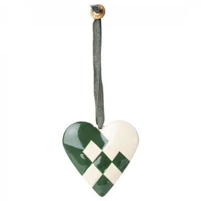 Maileg ornament braided heart dark green