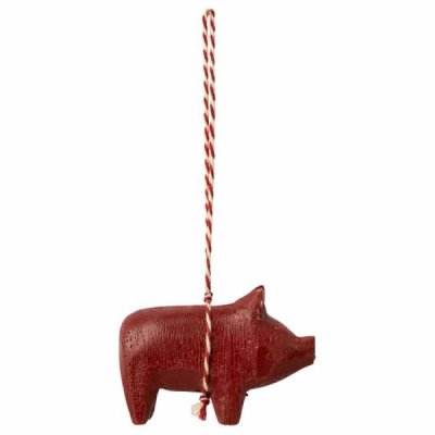 Maileg wooden pig red