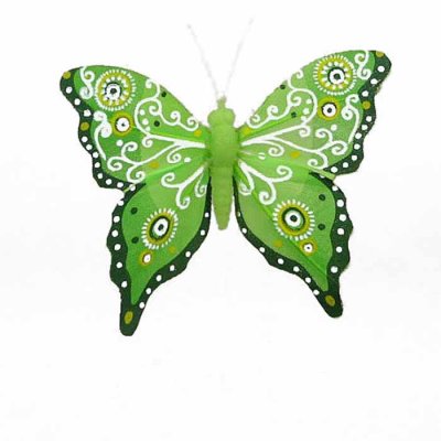 Butterfly ornament 8 cm green