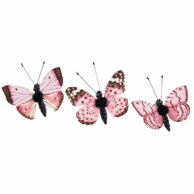 Butterfly ornament with clip pink