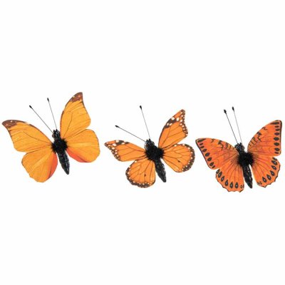 Butterfly ornament with clip orange