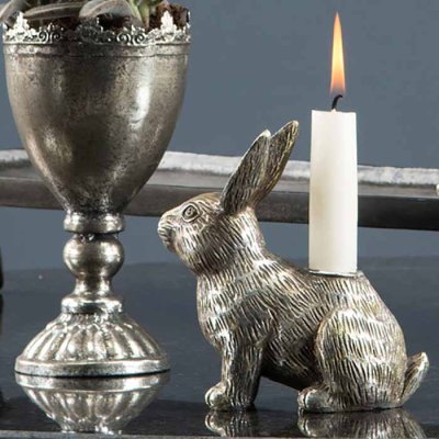 Candle holder Bunny silver 14 cm