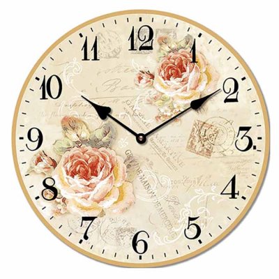 Wall clock 15 cm Spring roses