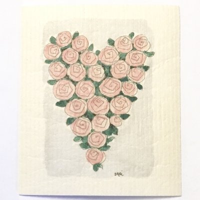 Heart of roses dischcloth pink