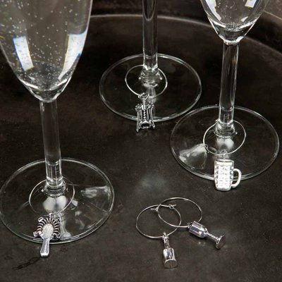 Wine glass tags Drinks 10pcs silver