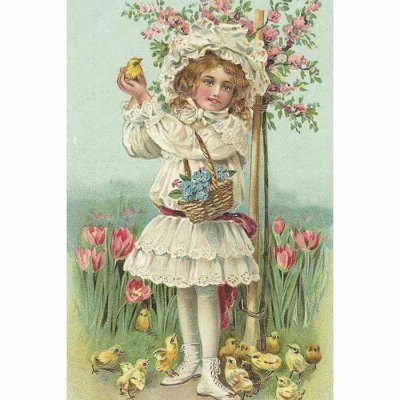 Vintage Post card Easter Girl