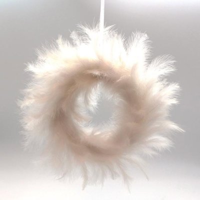 Feather wreath 20 cm white