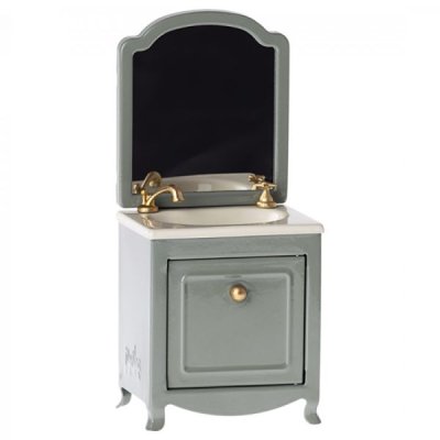 Maileg sink dresser with mirror, dark mint